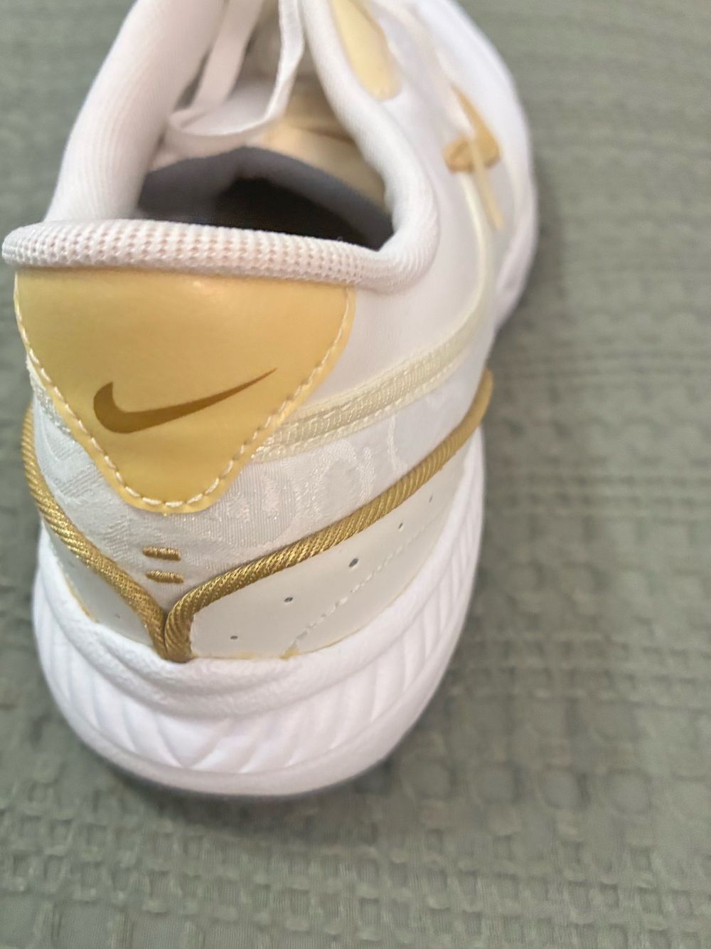 Nike Women’s White and Gold Low-Top Athletic Sneakers - Picture 2 of 7